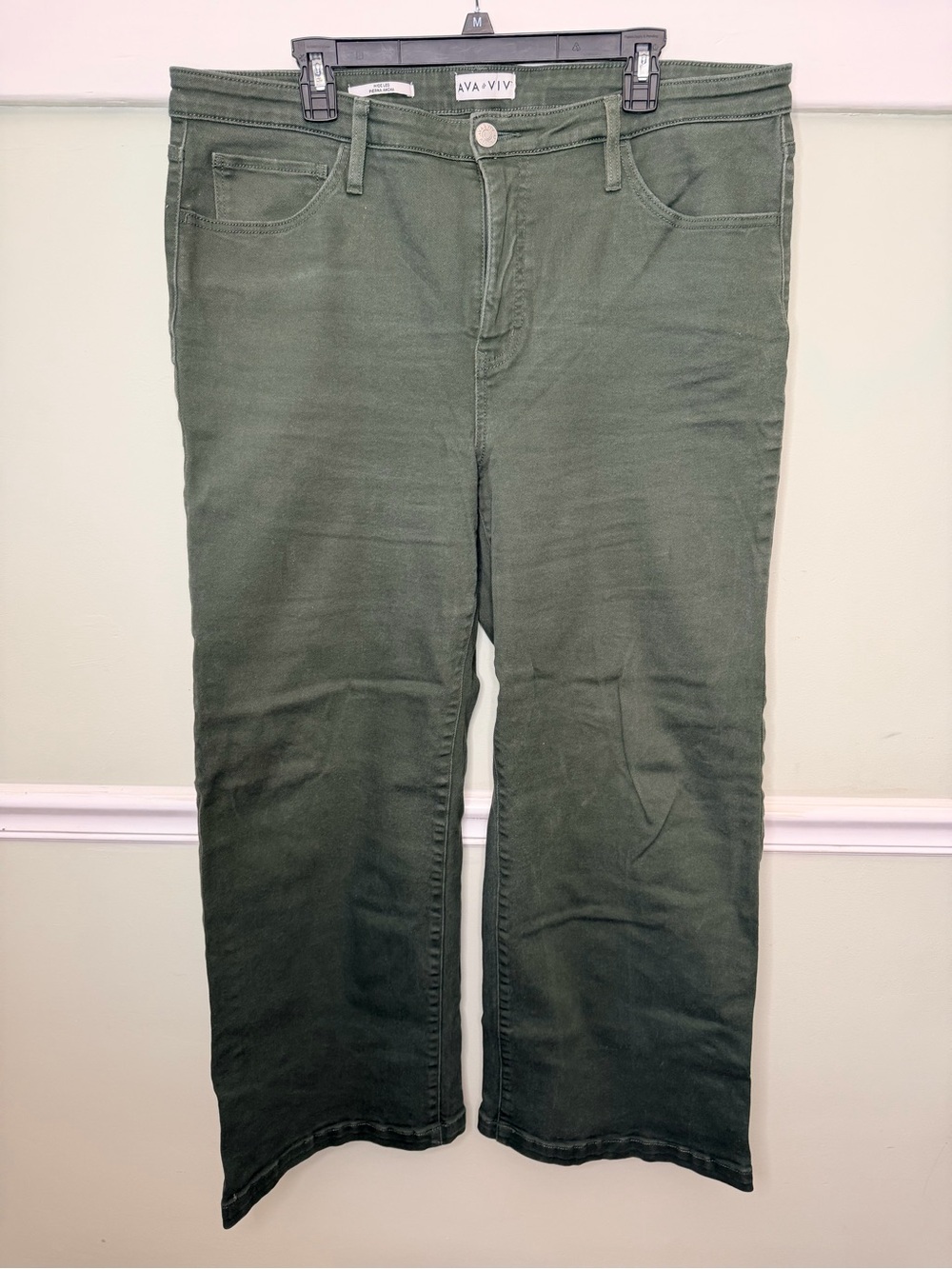 Ava & Viv Size 17 Olive Green Classic High Waisted Wide Leg Jeans